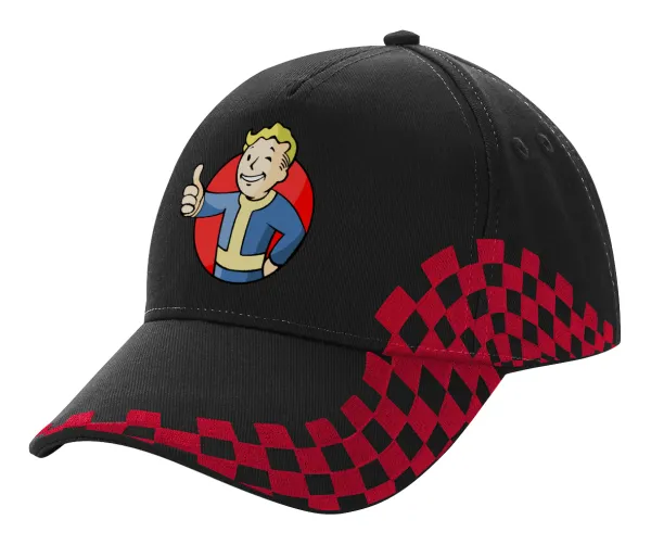 Fallout Vault Boy — Adult Cap RACING Ultimate Black/Red, (100% COTTON DRILL, ADULT, UNISEX, ONE SIZE)