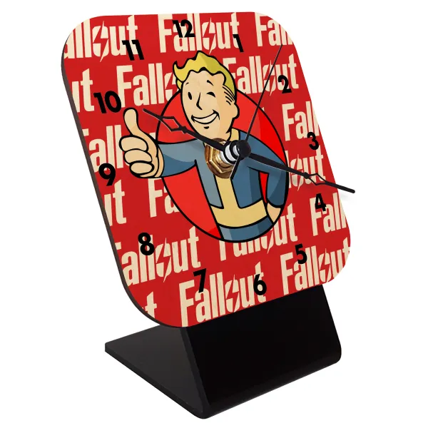 Fallout Vault Boy — Quartz Table clock in natural wood (10cm)