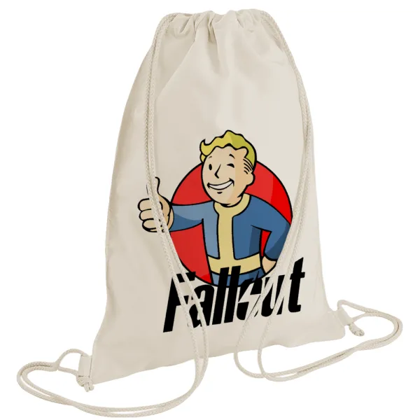 Fallout Vault Boy — Backpack bag GYMBAG natural (28x40cm)