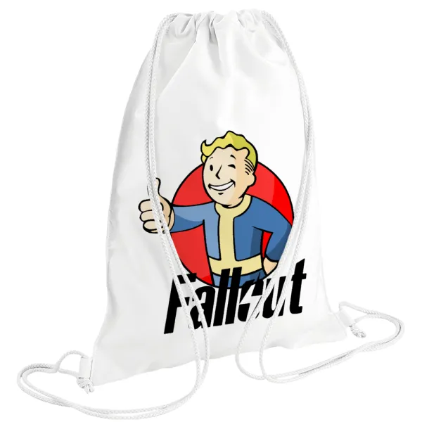 Fallout Vault Boy — Backpack pouch GYMBAG white (28x40cm)