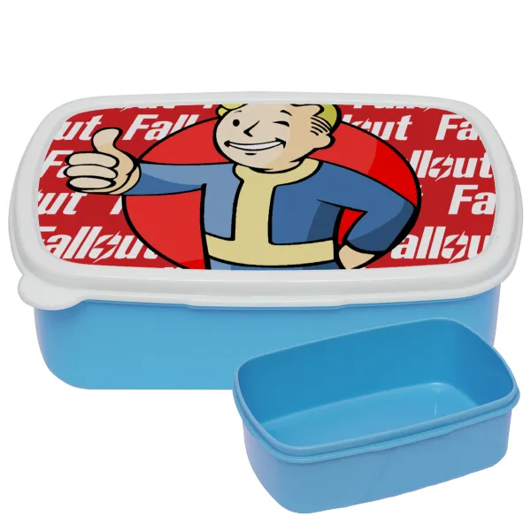 Fallout Vault Boy — BLUE kids' plastic lunch box (BPA-free), L18 x W13 x H6cm