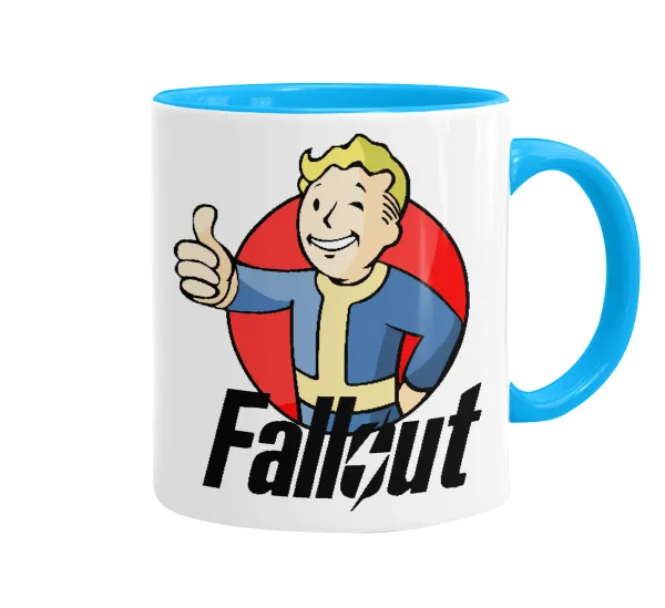 Fallout Vault Boy — Κούπα χρωματιστή γαλάζια, κεραμική, 330ml
