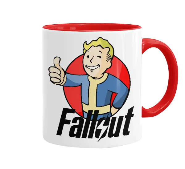 Fallout Vault Boy — Κούπα χρωματιστή κόκκινη, κεραμική, 330ml