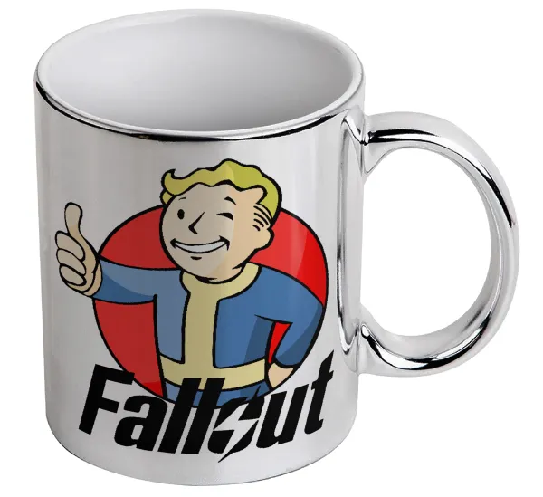 Fallout Vault Boy — Κούπα κεραμική, ασημένια καθρέπτης, 330ml