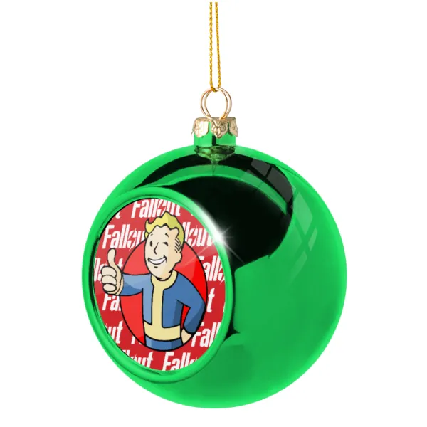 Fallout Vault Boy — Green Christmas tree ornament ball 8cm