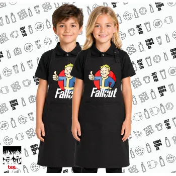 Fallout Vault Boy, Μαύρη ΠΑΙΔΙΚΗ Ποδιά μακριά Σεφ ολόσωμη με τσέπες