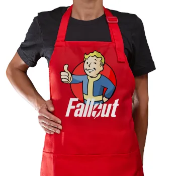 Fallout Vault Boy, Ποδιά Μακριά Σεφ ολόσωμη με τσέπες Κόκκινη (ΕΝΗΛΙΚΩΝ)