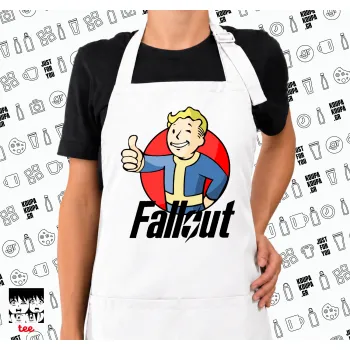 Fallout Vault Boy, Ποδιά μακριά Σεφ ολόσωμη με τσέπες white (ΕΝΗΛΙΚΩΝ)