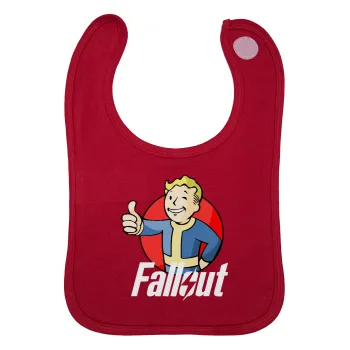 Fallout Vault Boy, Σαλιάρα με Σκρατς Κόκκινη 100% Organic Cotton (0-18 months)