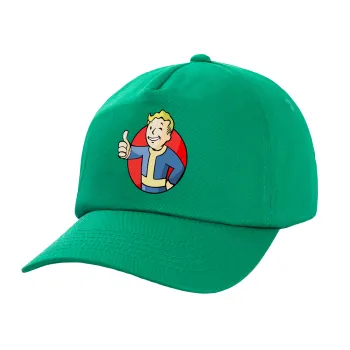 Fallout Vault Boy, Καπέλο παιδικό Baseball, 100% Βαμβακερό Twill, Πράσινο (ΒΑΜΒΑΚΕΡΟ, ΠΑΙΔΙΚΟ, UNISEX, ONE SIZE)