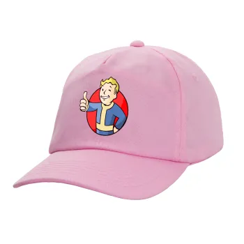Fallout Vault Boy, Adult Baseball Cap, 100% Cotton, PINK (COTTON, ADULT, UNISEX, ONE SIZE)