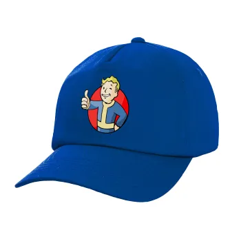 Fallout Vault Boy, Twill Καπέλο παιδικό ΜΠΛΕ (100% ΒΑΜΒΑΚΕΡΟ, ΠΑΙΔΙΚΟ, UNISEX)
