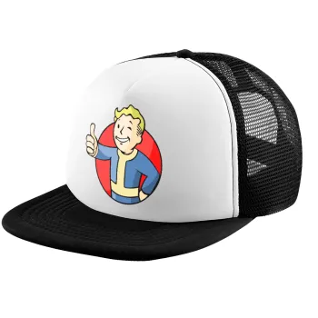 Fallout Vault Boy, Καπέλο παιδικό Soft Trucker με Δίχτυ ΜΑΥΡΟ/ΛΕΥΚΟ (POLYESTER, ΠΑΙΔΙΚΟ, ONE SIZE)