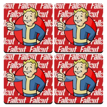 Fallout Vault Boy, ΣΕΤ 4 Σουβέρ ξύλινα τετράγωνα (9cm)