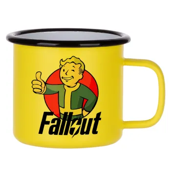 Fallout Vault Boy, Κούπα Μεταλλική εμαγιέ ΜΑΤ Κίτρινη 360ml