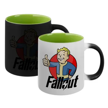 Fallout Vault Boy, Κούπα Μαγική εσωτερικό πράσινο, κεραμική 330ml που αλλάζει χρώμα με το ζεστό ρόφημα