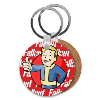 Fallout Vault Boy, Μπρελόκ Ξύλινο στρογγυλό MDF Φ5cm