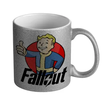 Fallout Vault Boy, Κούπα Ασημένια Glitter που γυαλίζει, κεραμική, 330ml
