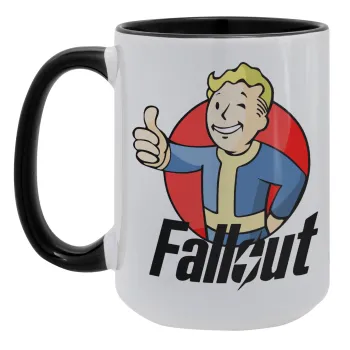 Fallout Vault Boy, Κούπα Mega 15oz, κεραμική Μαύρη, 450ml
