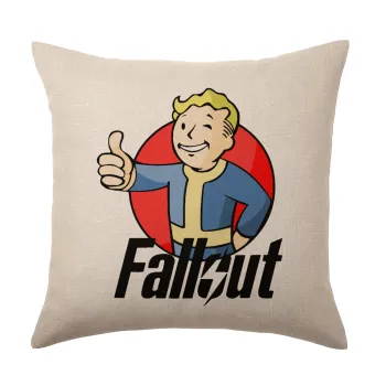 Fallout Vault Boy, Μαξιλάρι καναπέ ΛΙΝΟ 40x40cm περιέχεται το  γέμισμα