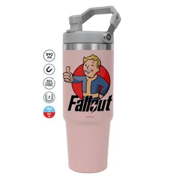 Fallout Vault Boy, ΡΟΖ χρώματος Θερμός Ανοξείδωτο 890ml (30oz) με χερούλι