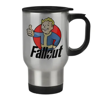 Fallout Vault Boy, Κούπα ταξιδιού ανοξείδωτη με καπάκι, διπλού τοιχώματος (θερμό) 450ml
