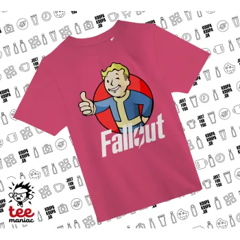 Fallout Vault Boy, ΡΟΖ παιδικό T-Shirt από 100% βαμβάκι, για κάθε μέρα. Vegan & OEKO-TEX πιστοποιημένο.