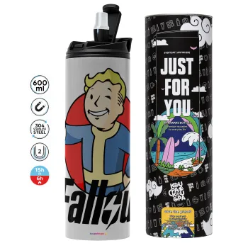 Fallout Vault Boy, Tumbler stainless steel GREY 600ml