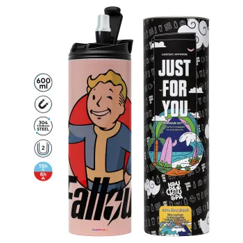 Fallout Vault Boy, Tumbler stainless steel PINK 600ml