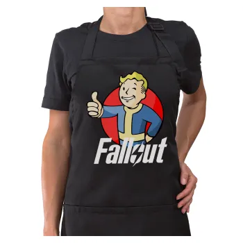 Fallout Vault Boy, Ποδιά μακριά Σεφ ολόσωμη με τσέπες Μαύρη (ΕΝΗΛΙΚΩΝ)