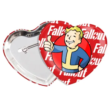 Fallout Vault Boy, Κονκάρδα παραμάνα καρδιά (57x52mm)