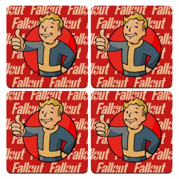 Fallout Vault Boy, ΣΕΤ x4 Σουβέρ ξύλινα τετράγωνα plywood (9cm)