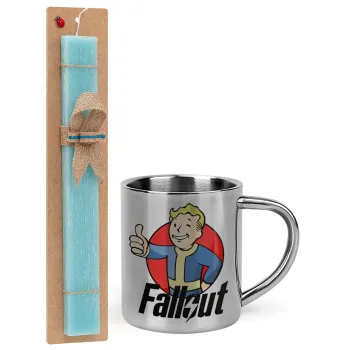 Fallout Vault Boy, Πασχαλινή Λαμπάδα με μεταλλική κούπα θερμό (300ml) & κερί αρωματικό πλακέ (30cm) (ΤΙΡΚΟΥΑΖ)