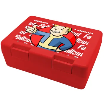 Fallout Vault Boy, Παιδικό δοχείο κολατσιού ΚΟΚΚΙΝΟ 185x128x65mm (BPA free πλαστικό)