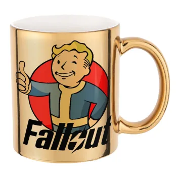 Fallout Vault Boy, Κούπα κεραμική, χρυσή καθρέπτης, 330ml