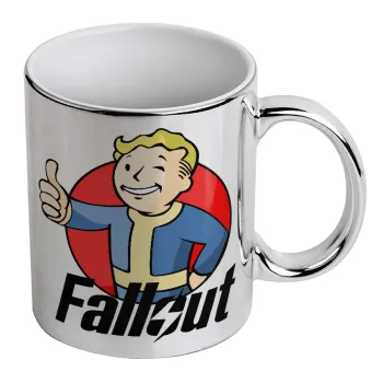 Fallout Vault Boy, Mug ceramic, silver mirror, 330ml