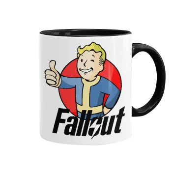 Fallout Vault Boy, Κούπα χρωματιστή μαύρη, κεραμική, 330ml