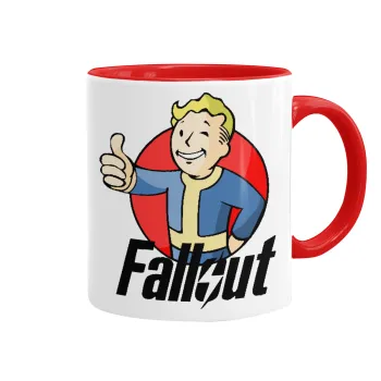 Fallout Vault Boy, Κούπα χρωματιστή κόκκινη, κεραμική, 330ml