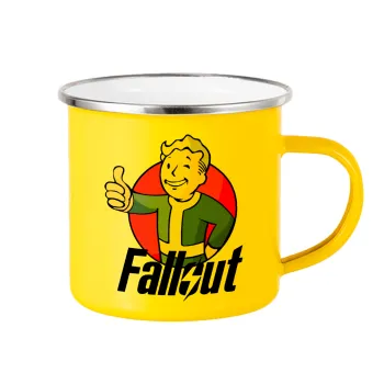 Fallout Vault Boy, Κούπα Μεταλλική εμαγιέ Κίτρινη 360ml