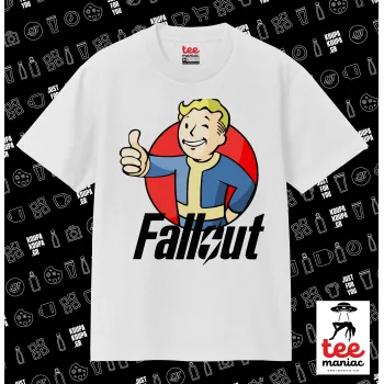 Fallout Vault Boy, Κλασικό T-Shirt, διπλής ραφής, χωρίς πλευρικές ραφές ΛΕΥΚΟ από 100% βαμβάκι. Vegan & OEKO-TEX πιστοποιημένο.