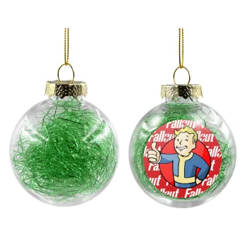 Fallout Vault Boy, Transparent Christmas tree ball ornament with green filling 8cm