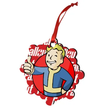Fallout Vault Boy, Christmas ornament snowflake wooden 7.5cm