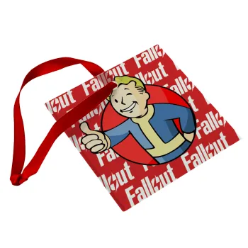 Fallout Vault Boy, Christmas ornament, glass square ornament 9x9cm