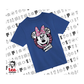 Minnie mouse, Παιδικό T-Shirt ΜΠΛΕ από 100% βαμβάκι, για κάθε μέρα. Vegan & OEKO-TEX πιστοποιημένο.