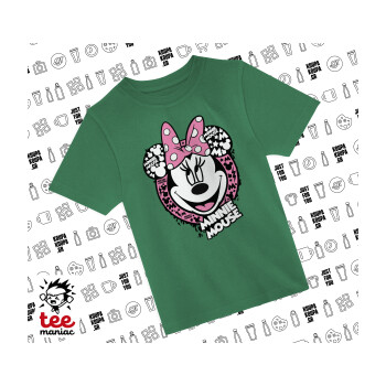 Minnie mouse, Άνετο παιδικό T-Shirt ΠΡΑΣΙΝΟ από 100% βαμβάκι, για κάθε μέρα. Vegan & OEKO-TEX πιστοποιημένο.