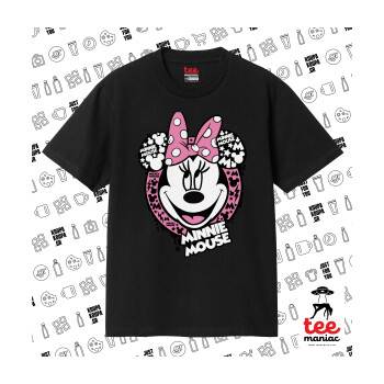 Minnie mouse, Κλασικό T-Shirt, διπλής ραφής, χωρίς πλευρικές ραφές ΜΑΥΡΟ από 100% βαμβάκι. Vegan & OEKO-TEX πιστοποιημένο.