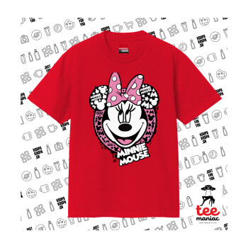 Minnie mouse, Κλασικό T-Shirt, διπλής ραφής, χωρίς πλευρικές ραφές ΚΟΚΚΙΝΟ από 100% βαμβάκι. Vegan & OEKO-TEX πιστοποιημένο.
