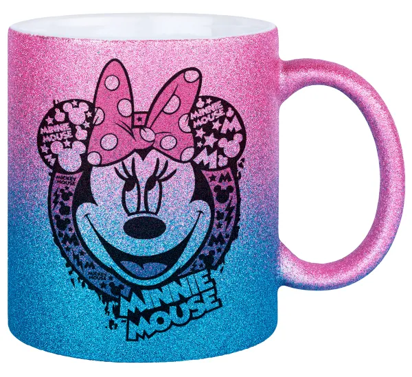 Minnie mouse — Κούπα Χρυσή/Μπλε Glitter, κεραμική, 330ml
