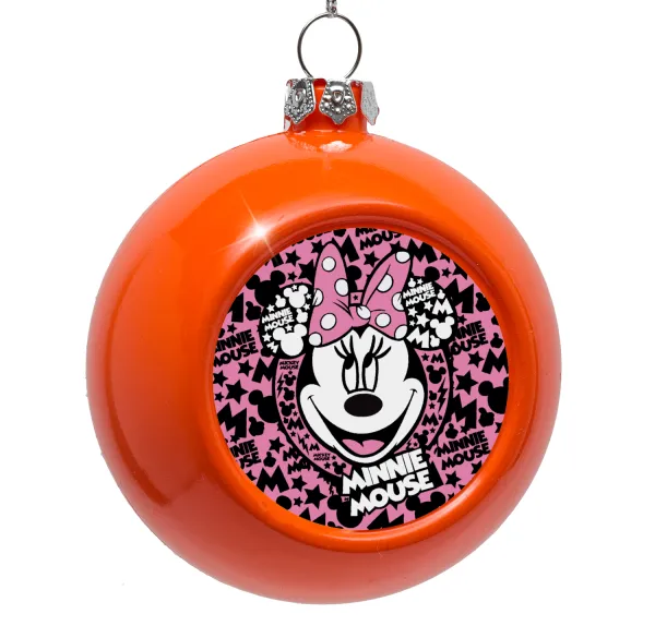 Minnie mouse — Στολίδι Χριστουγεννιάτικη μπάλα δένδρου Πορτοκαλί 8cm