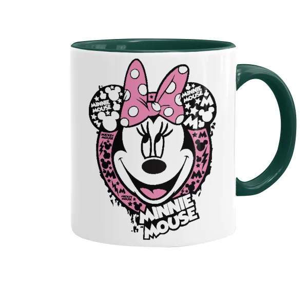 Minnie mouse — Κούπα χρωματιστή πράσινη, κεραμική, 330ml